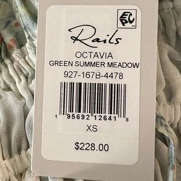 Rails Dainty Octavia Dress Green Summer Meadow Midi Dress Size XS NWT Sundress - Picture 11 of 14